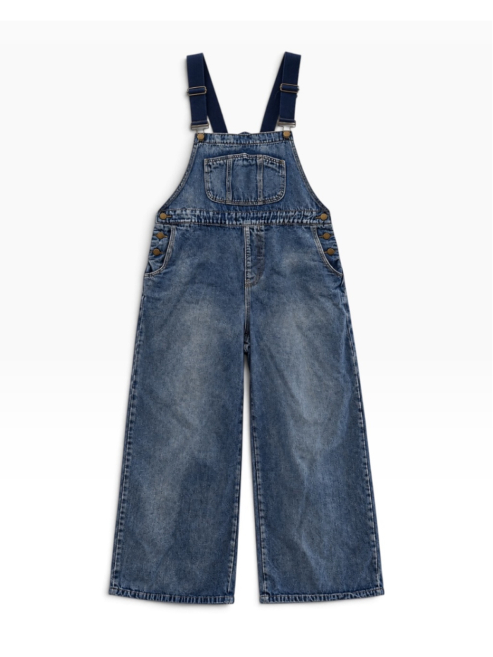Cider 0XL 12 14 Blue Denim Look Wide Leg Bib Overalls Utility Pockets Streetwear